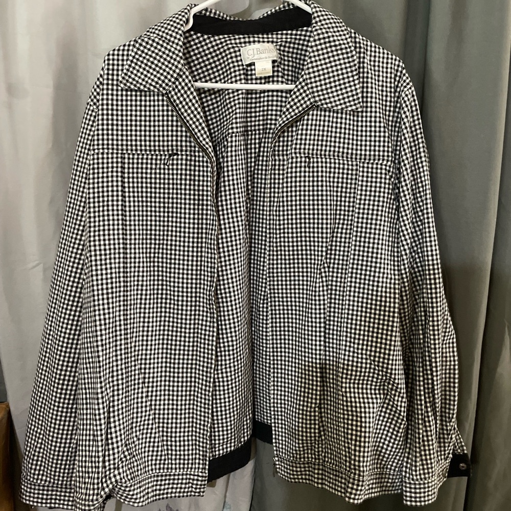 Vintage CJ Banks Black & White Gingham Zip Jacket